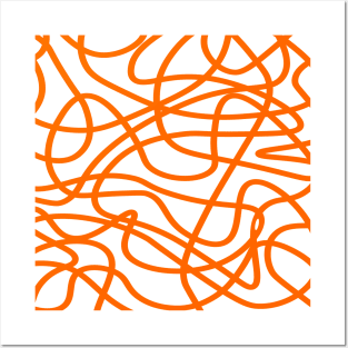 Orange abstract doodle lines pattern design Posters and Art